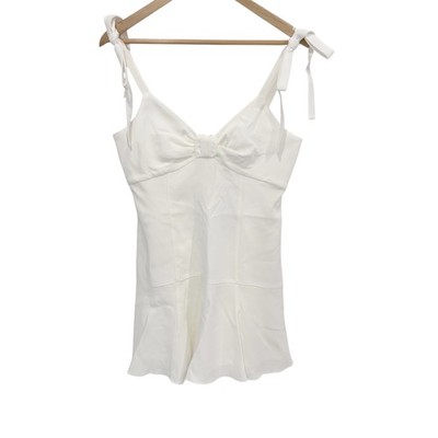 Cinq à Sept Tally Dress Ivory Women's Small Tie Shoulder Fluted Mini 8 NWT