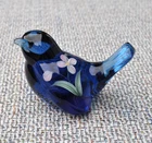 FENTON CLEAR COBALT BLUE SONGBIRD HAND PAINTED FLORAL SIGNED