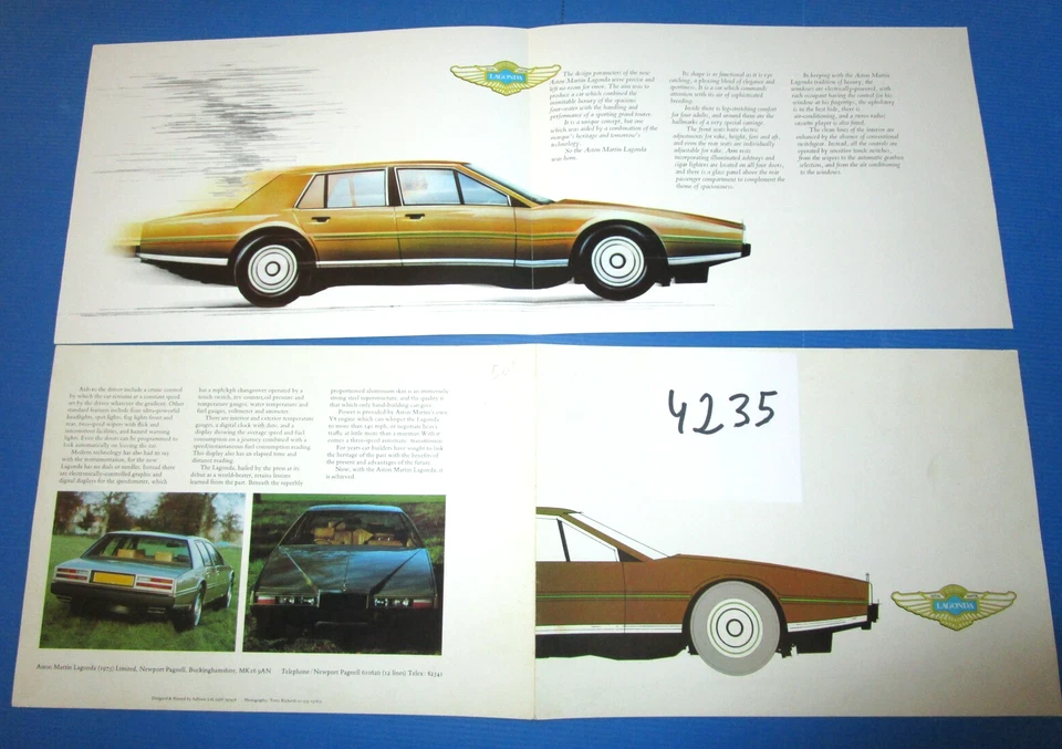 N°4235 / ASTON MARTIN Lagonda / déplliant english text 1975 - Photo 1/1