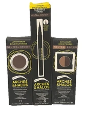3x Arches and Halos NEUTRAL BROWN Luxury Brow Eyebrow Powder, Pomade & Pen