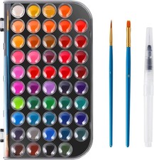 48 Color Washable Watercolor Paint Set Non-Toxic with Brushes & Palette