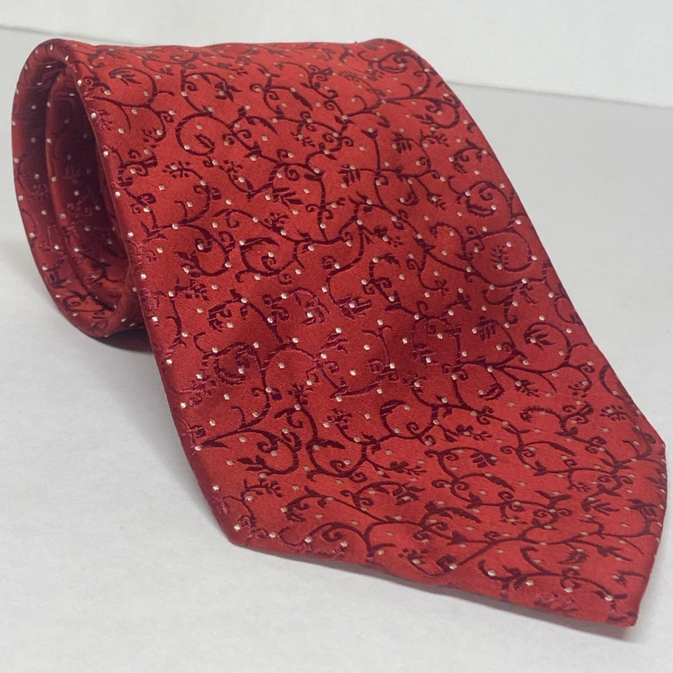 Corbata Sean John roja a lunares cachemira 100 % seda adulto hombre 59” X 3,9” A46 Foto 3 de 4