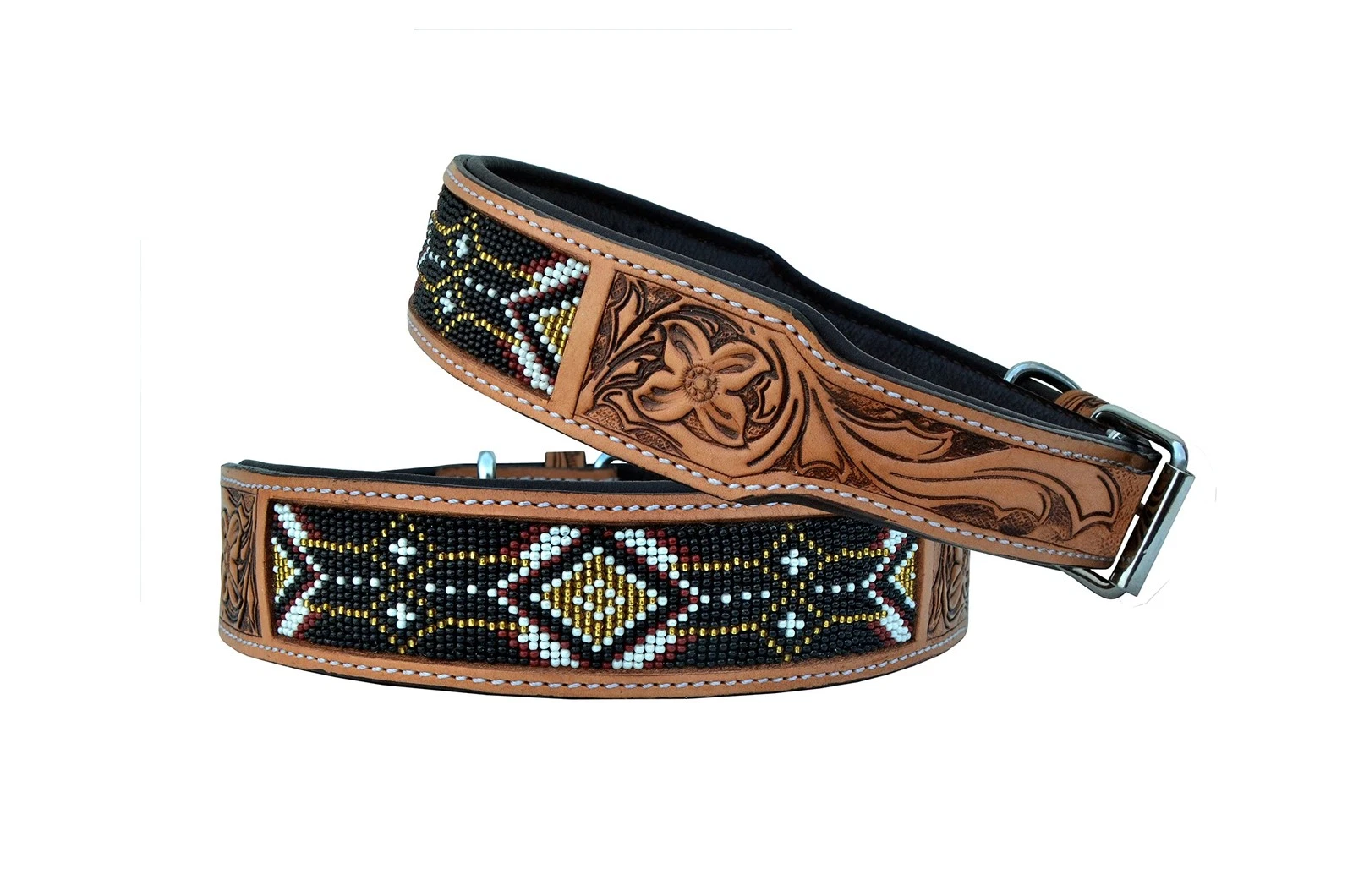AFFILARE Leather Dog Collar - Beaded & Tooled Heavy Duty Adjustable Collar, Soft
Opens in a new wind