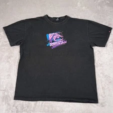 Vintage Quiksilver Shirt Mens XL Extra Large Black Faded Short Sleeve Crewneck
