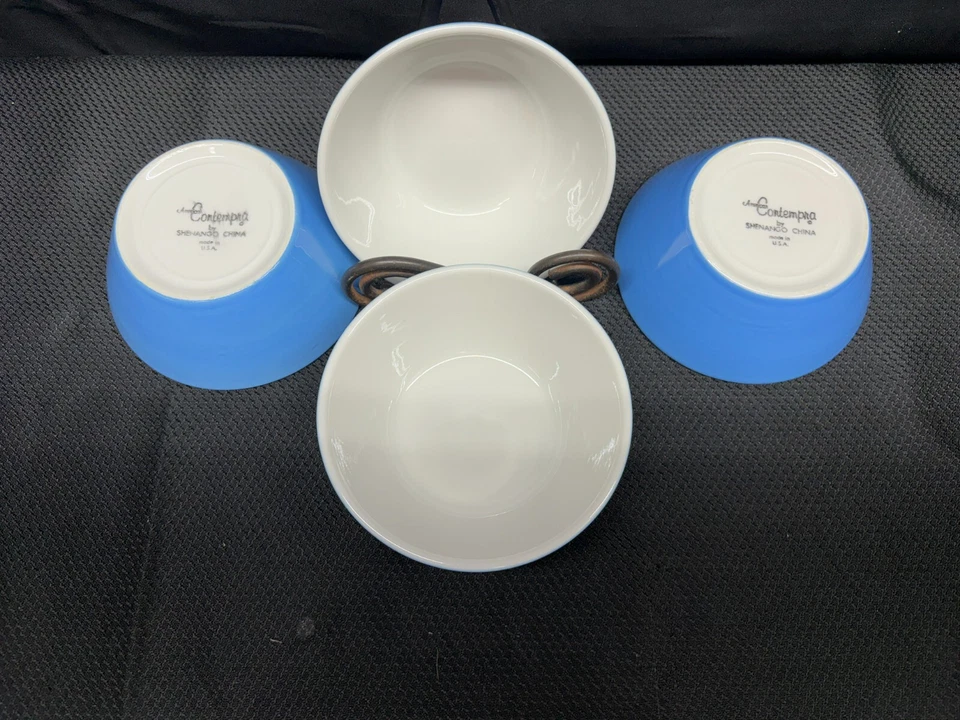 Set of 4 ~ Shenango Comtempra "BABY BLUE" USA ~ Dessert Bowls ~ 5 1/4" x 2" Deep - Image 3 of 4