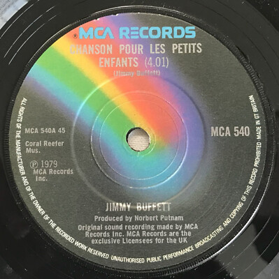 JIMMY BUFFEIT - Chanson Pour Les Petits Enfants .. 1979 Uk MCA 45rpm Single