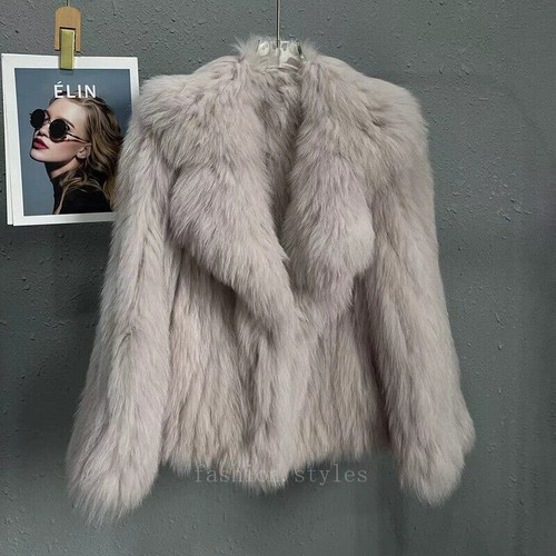 Damen Strick Echt Pelz Mantel Luxus Anzug Revers Dick Warm Mode Kurzjacke - Bild 6 von 36