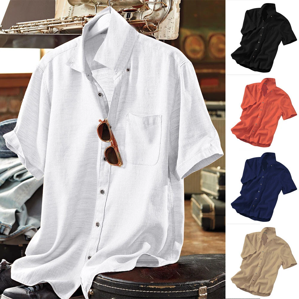 OCCOKO Camicia a Maniche Corte da Uomo Casual Camicia a Spalla da Uomo