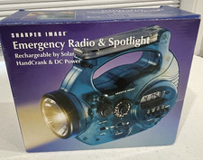Sharper Image Solar Crank DC Emergency Radio Spotlight Flashlight And Siren NIB