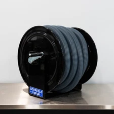 Cox Vacuum Hose Reel Black | Hand Crank | Includes 50' Vac Hose