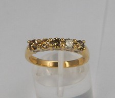 9ct Yellow Gold Unusual Five Cognac Diamond Half Eternity Ring 0.75ct Size P1/2