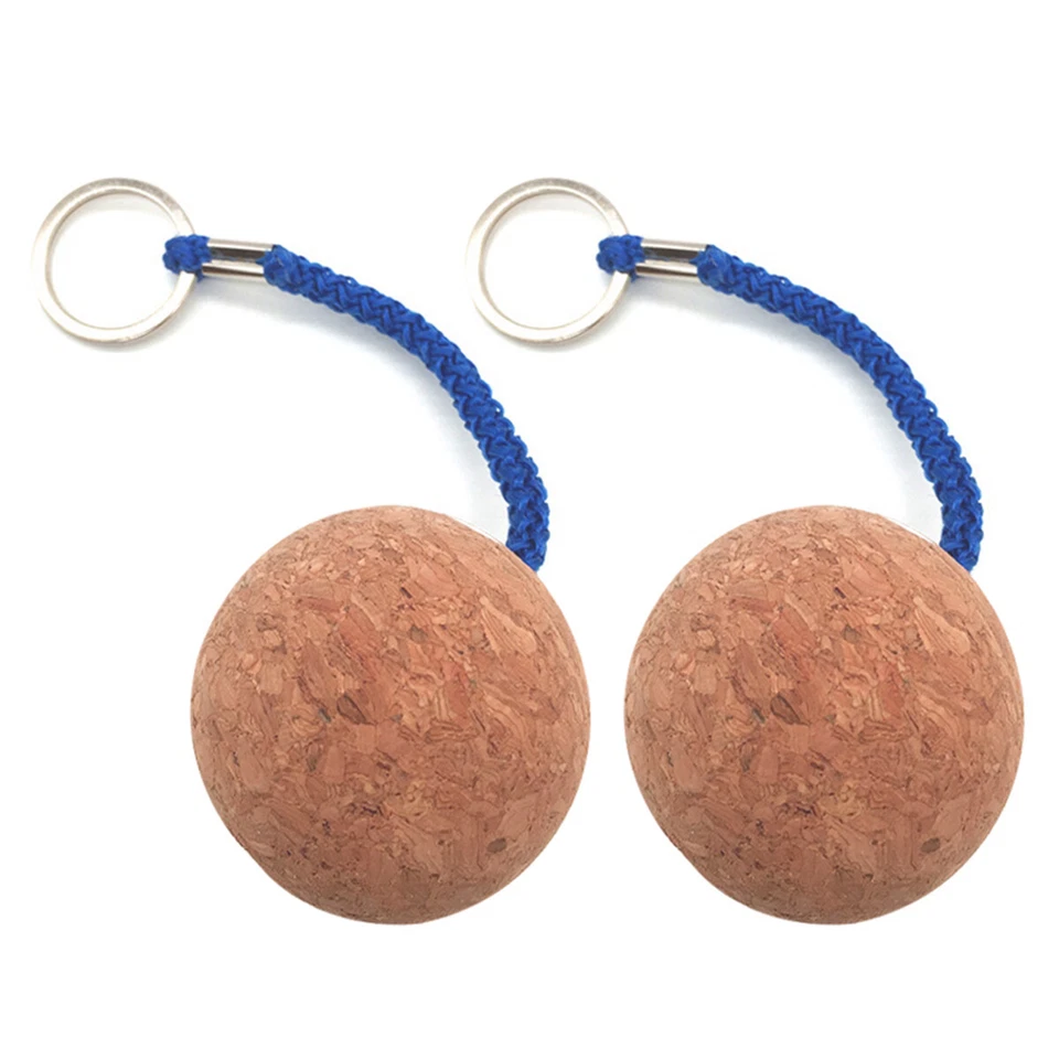 2Pcs 50mm Floating Cork Ball Key Ring Sailing Boat Float Buoyant Rope Kayak - Image 2 of 4