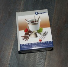 NEU*Schokoladenfondue-Set*TOP Marke Leopold*Edelstahl gebürstet+Keramik* in OVP
