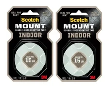Scotch Mount Indoor Double-Sided Mounting Tape, 1 in x 55 in, 2 Roll