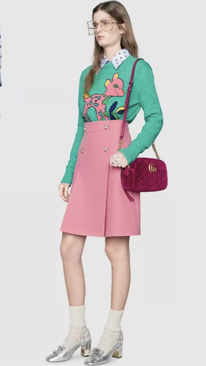 100% Authentic GUCCI Pink Wool A-Line Skirt $1500+Tax Size: 44 | eBay