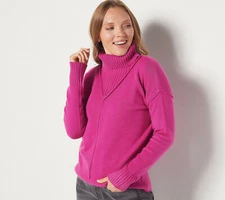 New Attitudes by Renee 1X Turtleneck Pullover Sweater Fusion Fuchsia QVC 4208-Q