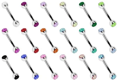 MODERN NATURE PIERCING-SCHMUCK Titan Stomaco Piercing Capezzolo Banana Curvo Barbell 1,6mm Con 4mm Cristallo