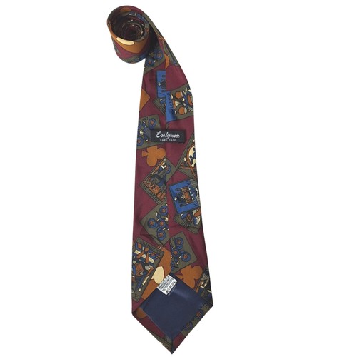 Enigma Playing Cards Club Spade Heart Hand Made Novelty Polyester Necktie - Picture 5 of 7