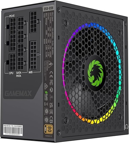 GAMEMAX 850W 80 Plus Gold Power Supply, ATX 3.0 & PCIE 5.0 Ready, 100% Japanese - Afbeelding 4 van 4