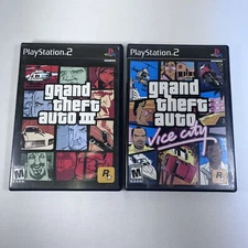 GTA Grand Theft Auto III & Vice City Lot of 2 PS2 PlayStation 2 Tested CIB Games