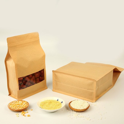Kraft Paper Stand Up Bags Self Seal Bag With Matte Window Food Grade Pouches - Picture 4 of 4