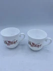 Set of 2 Vintage Arcopal France White Tea Cups With Pink Flowers