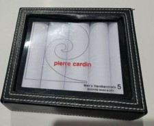 Mens Pierre Cardin 5 pack White Handkerchiefs in Sturdy Box