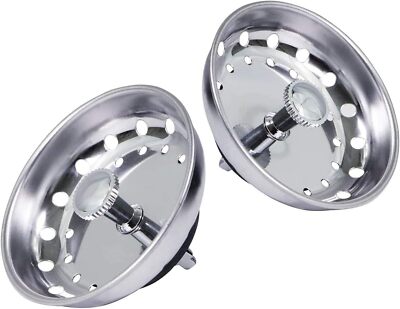 FAUC97333-2 Kitchen Sink Basket Pack Of 2, Chrome Plated Stainless Steel 