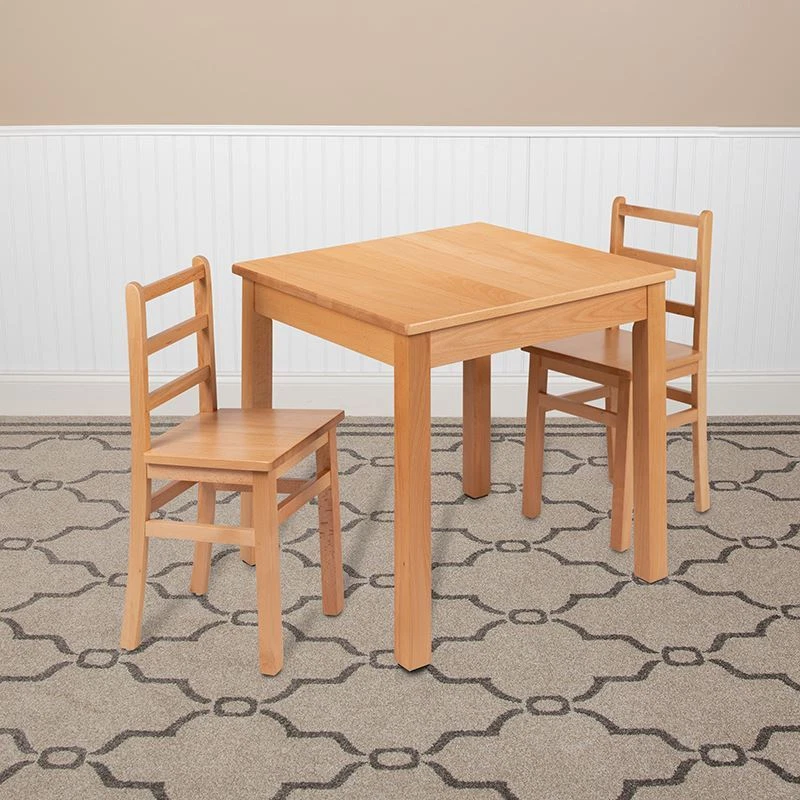 Children's solid wood table and chairs deals