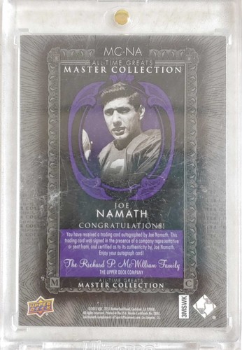 2015 Upper Deck Master Collection JOE NAMATH Purple Auto Autograph #8/20 NY Jets - Picture 4 of 4