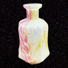 Multicolor Art Glass Vase Bottle Vase Vintage Glass Whimsical 6”T 1.75”W