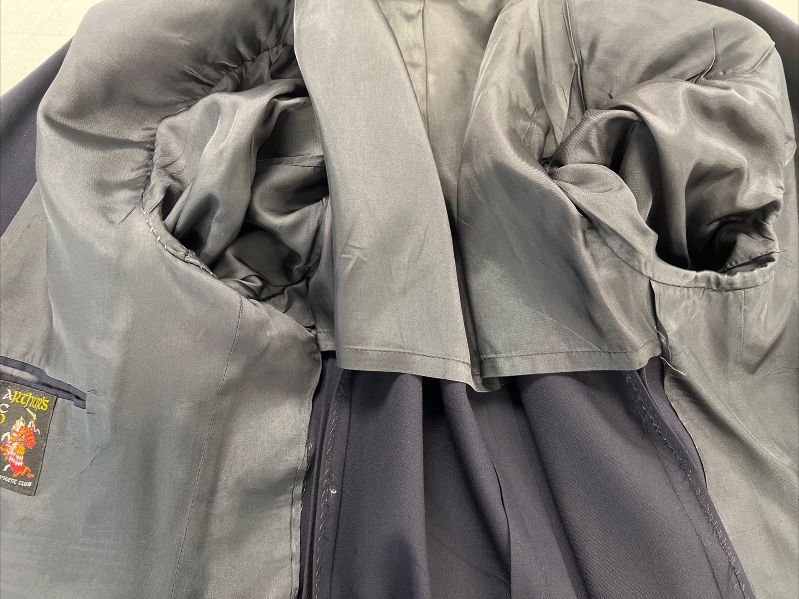 Custom Made Men's Navy Blue Solid Wool Blazer 46R… - image 6