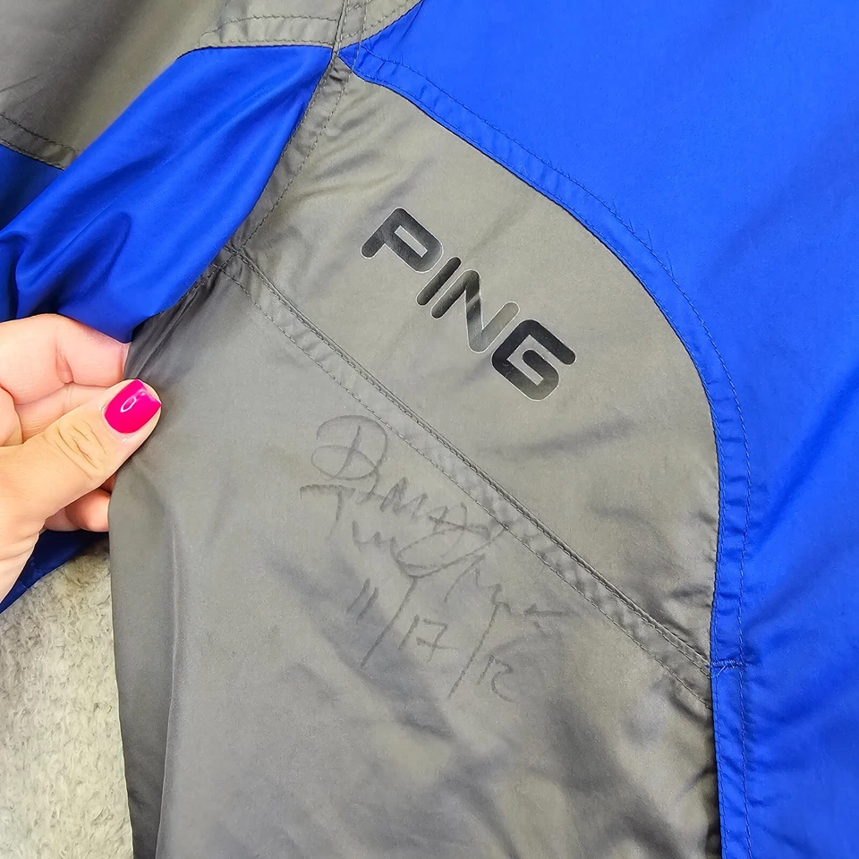 PING Size Large Mens 1/2 Zip Performance Windshirt Jacket Wicking Gray Auotgraph - Image 3 of 4