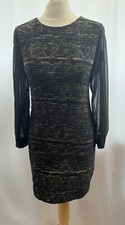 Black Gold Mix Long Sleeve Short Dress Size S Womens