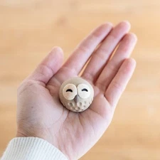 Owl Fukuro Shigaraki yaki ware Japanese pottery doll Smile Niconico Mini M
