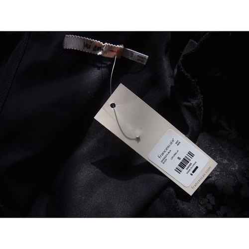 Neu mit Etikett Francescas Mi Ami Damen Kleid S schwarz Satin Blumenmuster Langarm V-Ausschnitt - Bild 5 von 6