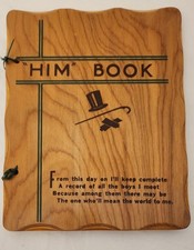 RARE VTG HIM BOOK WOODEN COVER BATING JOURNAL FOR WOMAN 1940