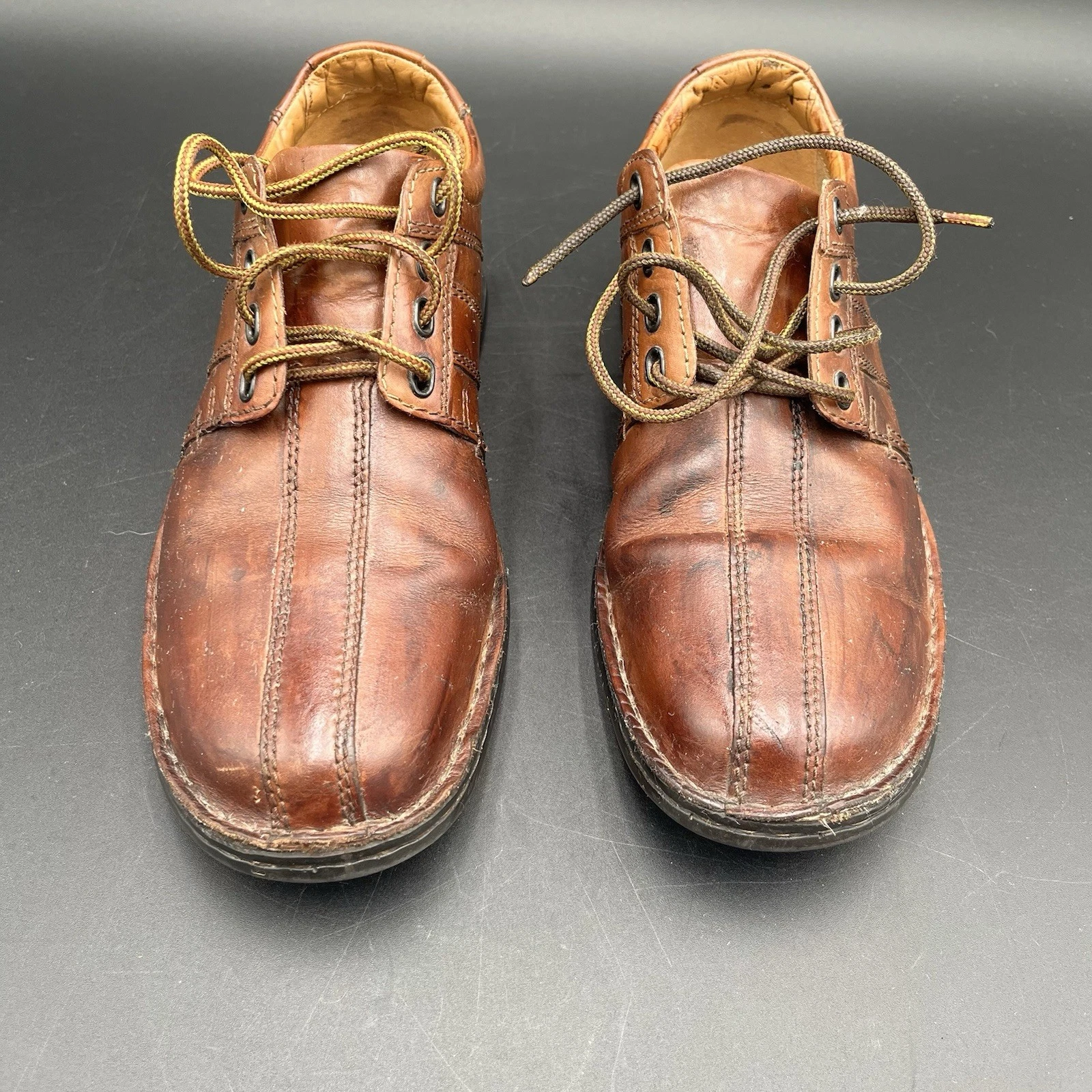 CLARKS Scarpe eleganti Oxford Clark's uomo Touareg pelle marrone taglia 8 casual formali