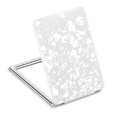 Delicate Compact Travel Vanity Mirror for Girls Women Men, White 2-Sided