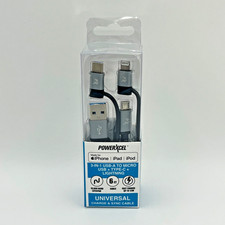PowerXcel 3-in-1 USB to Micro + Type-C + Ligh...