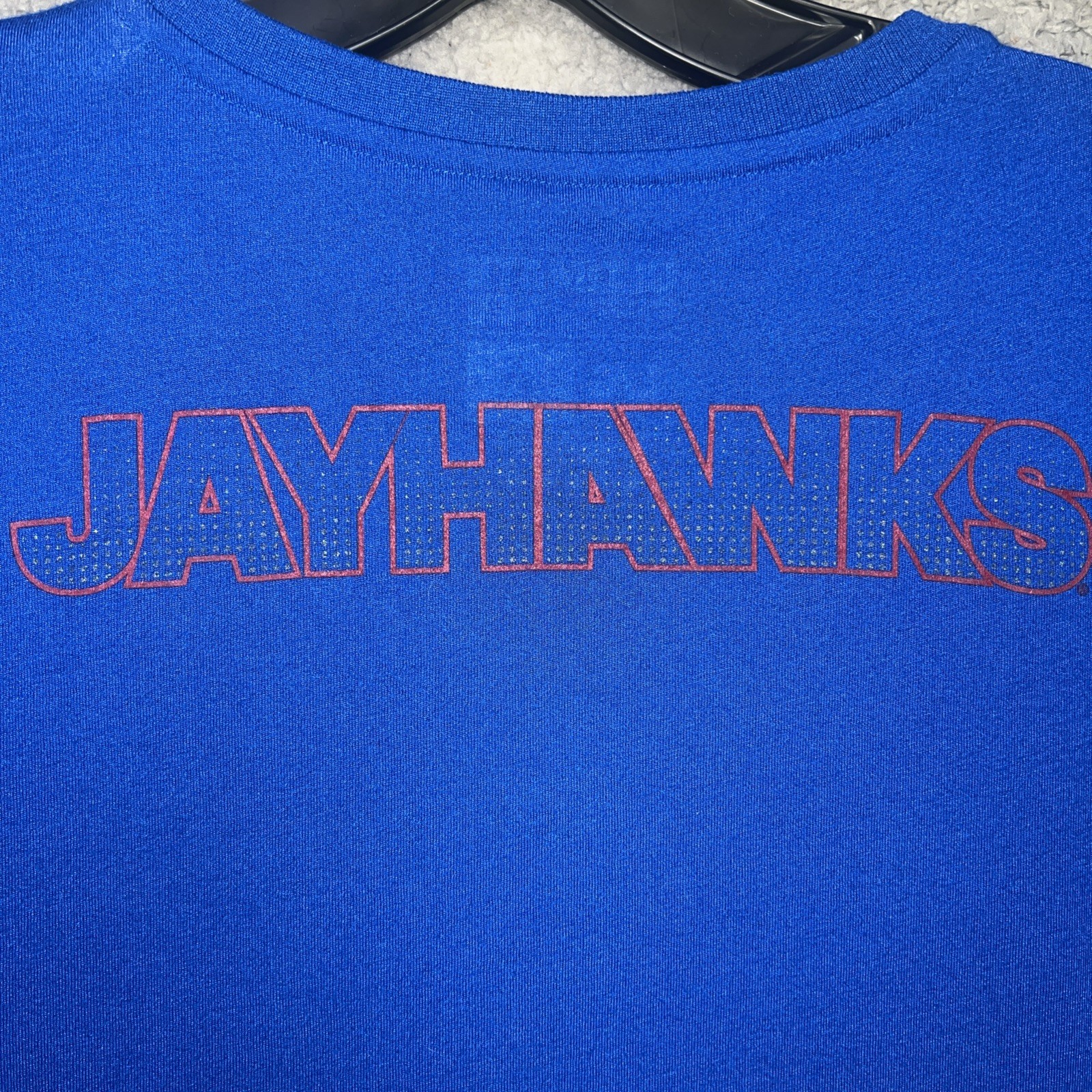 adidas University of Kansas Jayhawks T Shirt Women's Sz L Blue V Neck 2-Side Tee thumbnail 3