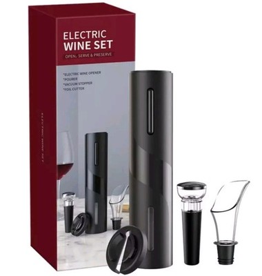 Rechargeable Electric Wine Bottle Openers Set, Vacuum Stopper,Foil Cutter Pourer