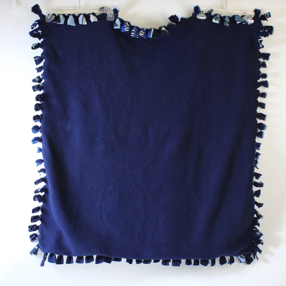 Handmade Navy Blue Air Force Fleece Tie Blanket 38" x 41" - Image 2 of 4
