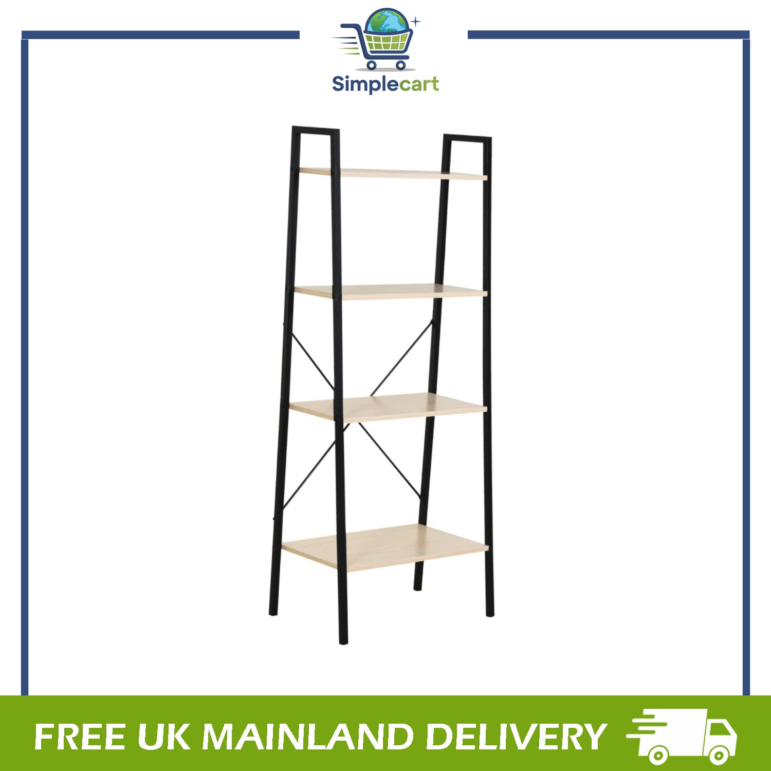 Homcom Beige 4-Tier Vintage Ladder Shelf Bookcase Wood Storage Rack Stand Plants Display Black Natural | Aosom Uk - Image 2