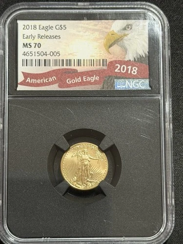 2018 $5 American Gold Eagle 1/10 oz NGC MS70 Early Release - Black Core!!
