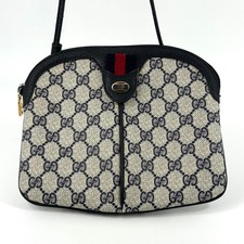 Vintage Gucci Shoulder Bag Purse CrossBody GG Sherry Line Navy Authentic