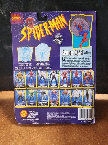 Vtg 1994 Toy Biz Spider-Man 5" Web Parachute Figure W/ Bonus Collector Pin - Picture 4 of 10