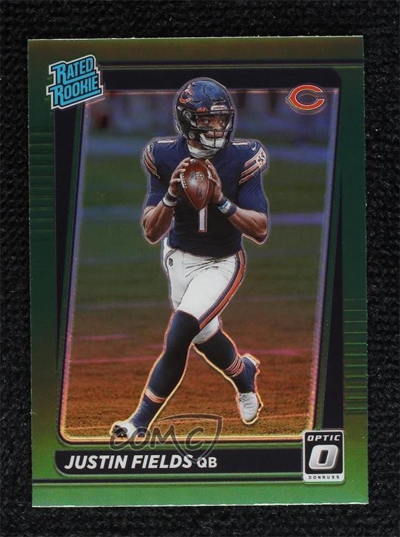 2021 Panini Donruss Rated Optic Holo Green Preview Justin Fields Rookie RC 0d75