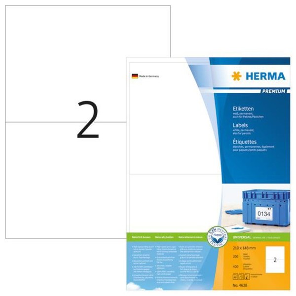Herma 4628 Etiketten Premium A4 210X148Mm 400 StüCk Papier Selbstklebend Weiß-image