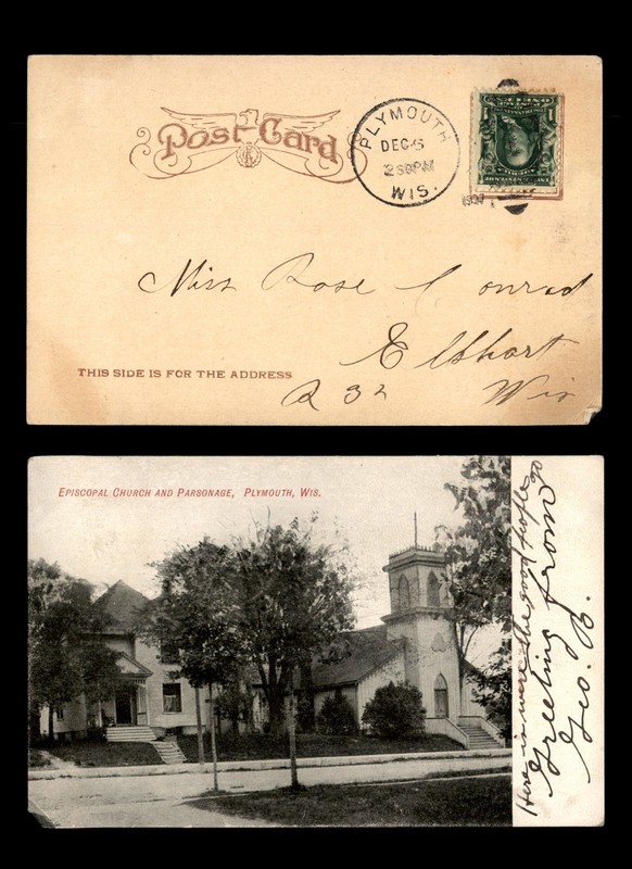 Mayfairstamps US 1907 Plymouth to Elkhart Church Postcard cca_17793